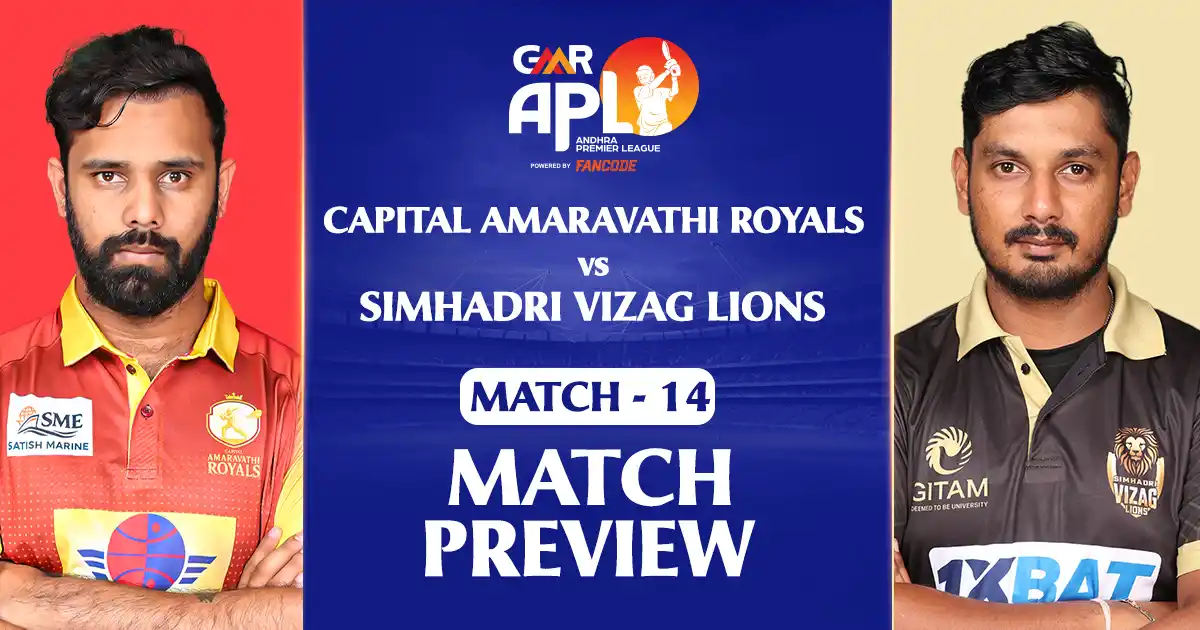 GMR APL 2025: Match 14 - Capital Amaravathi Royals vs Simhadri Vizag Lions Preview